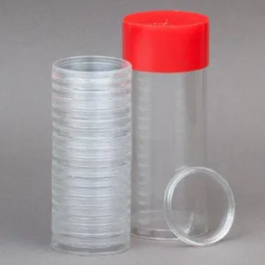 (1) Airtite Coin Holder Storage Container & (20) Direct Fit H-34 Air-Tite Coin Holder Capsules For 1/2Oz Silver Maple Leafs