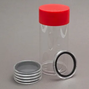 1 Airtite Coin Holder Storage Container & 5 Black Ring 22mm Air-Tite Coin Holder Capsules for 1/4oz Gold Eagles