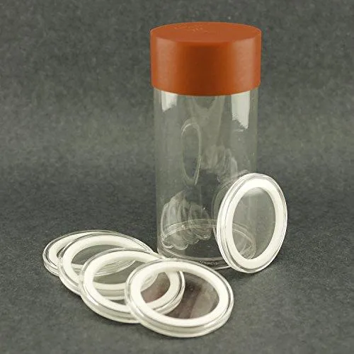 (1) Airtite Coin Holder Storage Container & (5) White Ring 36Mm Air-Tite Coin Holder Capsules For Canadian One Dollars And 1/2Oz Silver Koala
