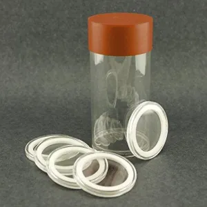 (1) Airtite Coin Holder Storage Container & (5) White Ring 36Mm Air-Tite Coin Holder Capsules For Canadian One Dollars And 1/2Oz Silver Koala
