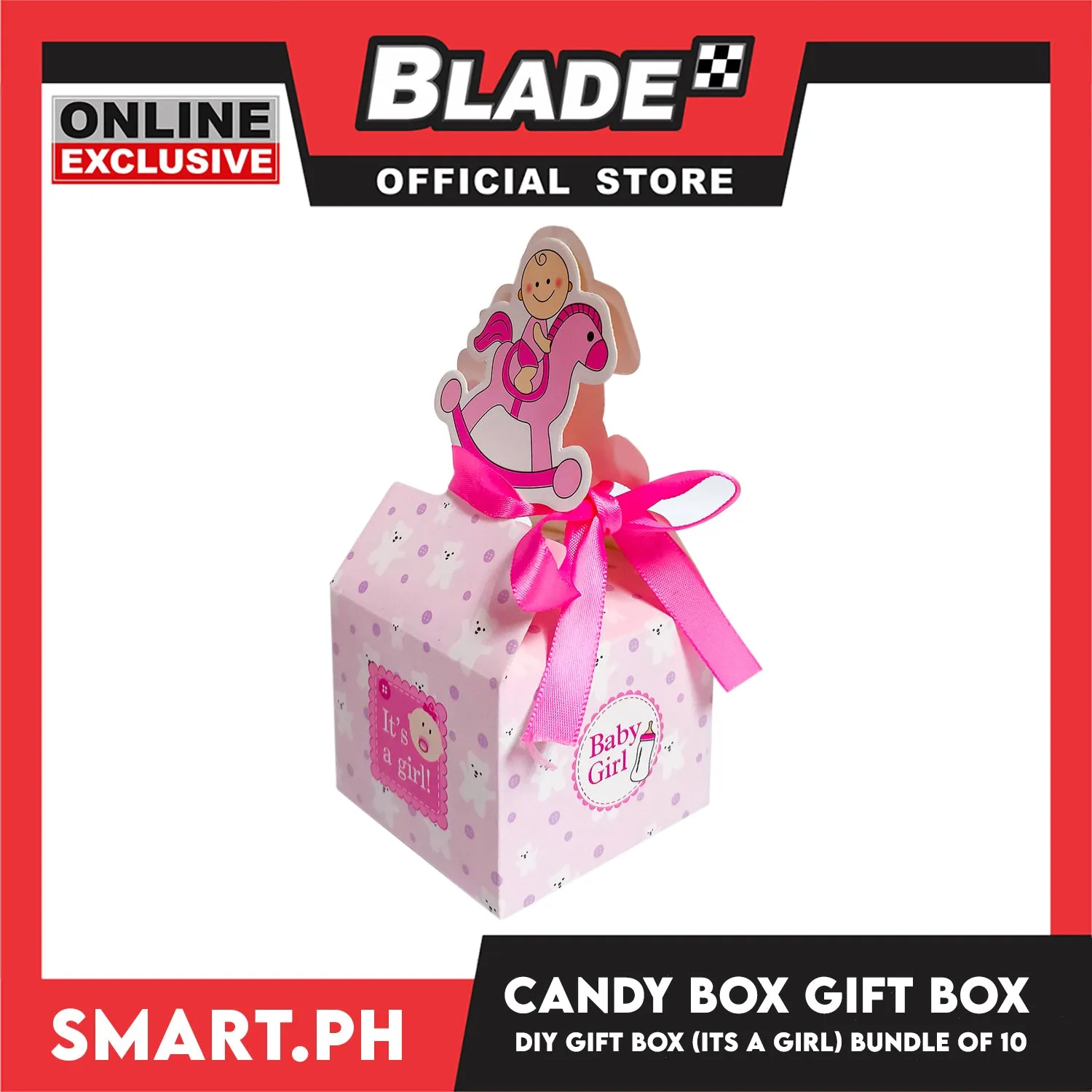 10pcs Candy Box DIY Gift Box Pink Color 12cm (It's A Girl) Perfect For Party Giveaway Or Souvenir