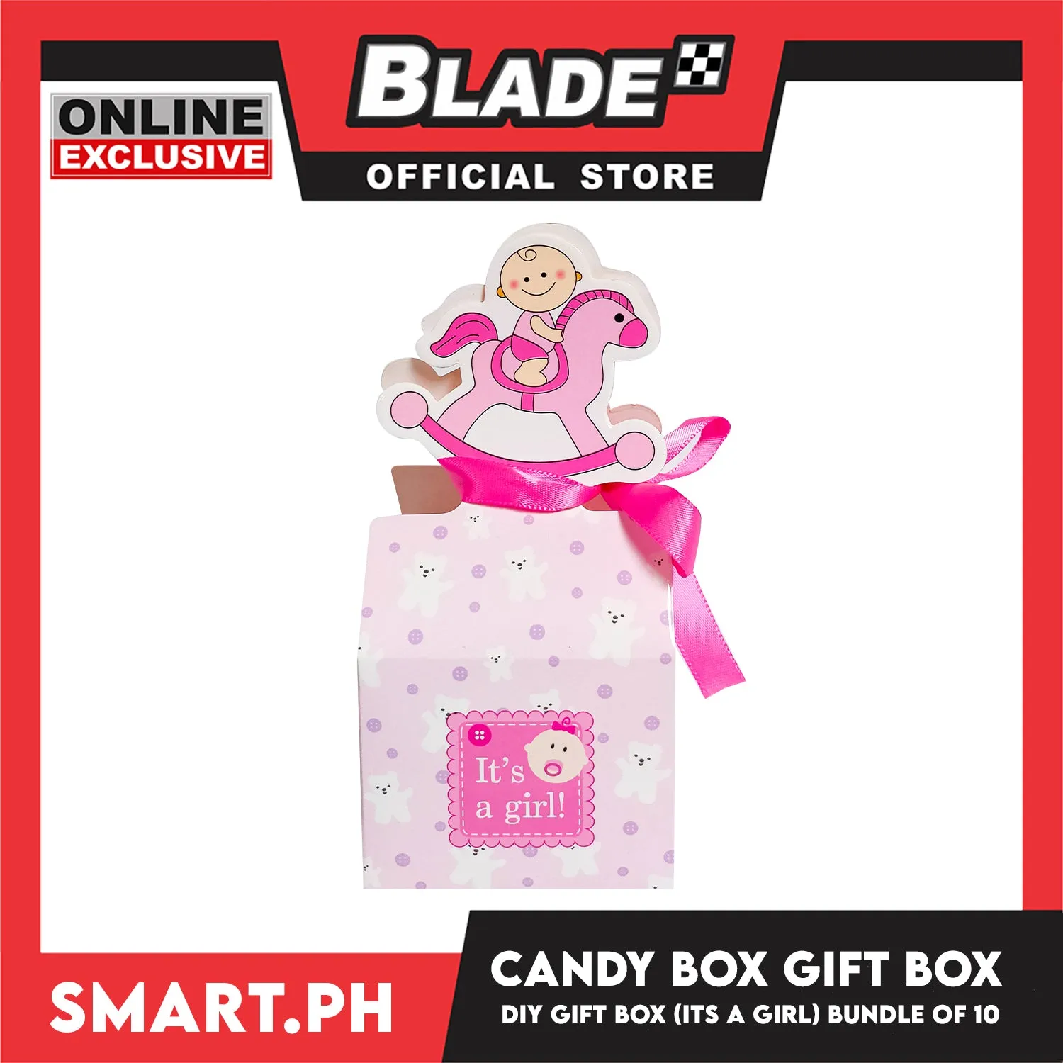 10pcs Candy Box DIY Gift Box Pink Color 12cm (It's A Girl) Perfect For Party Giveaway Or Souvenir