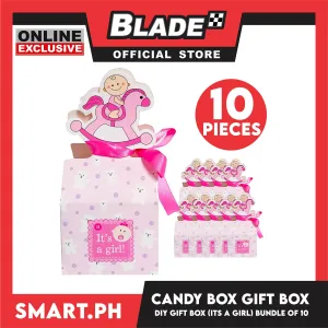 10pcs Candy Box DIY Gift Box Pink Color 12cm (It's A Girl) Perfect For Party Giveaway Or Souvenir