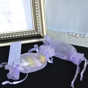 12 Lavender Candy Roll Organza Bags with Gift Tags Party Favors
