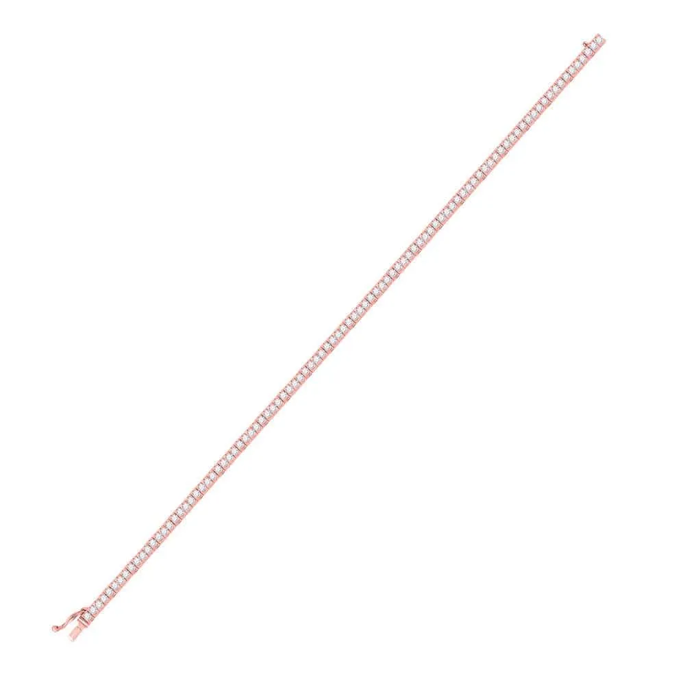 14K Rose Gold Womens Round Diamond Studded Tennis Bracelet 2.00 Cttw