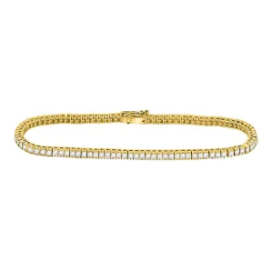 14K Yellow Gold Diamond Tennis Bracelet 2.00 Cttw