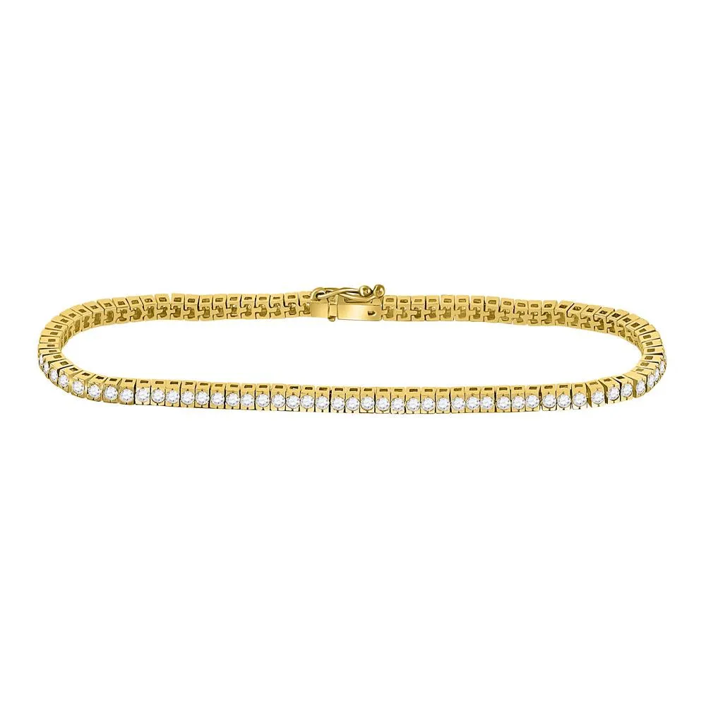 14K Yellow Gold Diamond Tennis Bracelet 2.00 Cttw