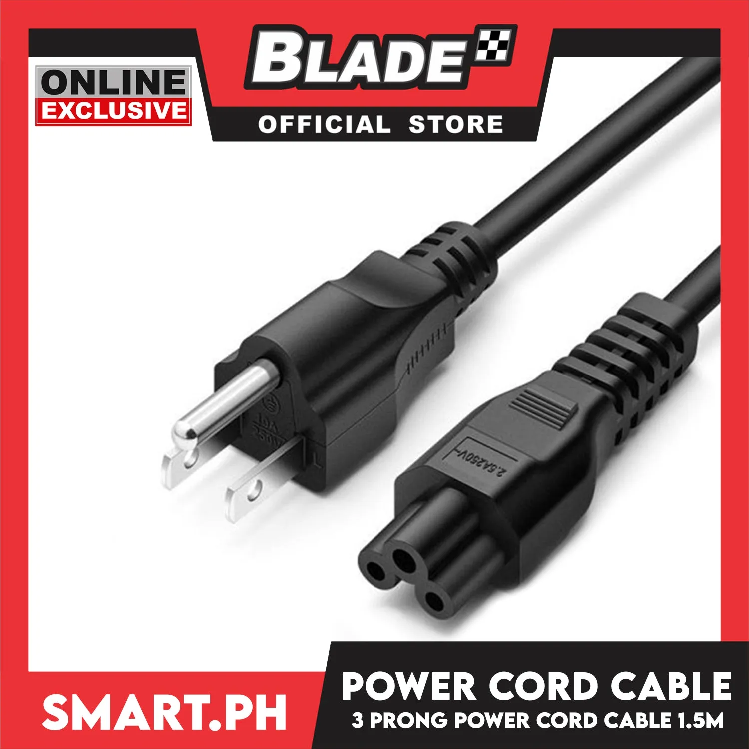 1.5 Meters AC Power Cord Cable 3-Prong