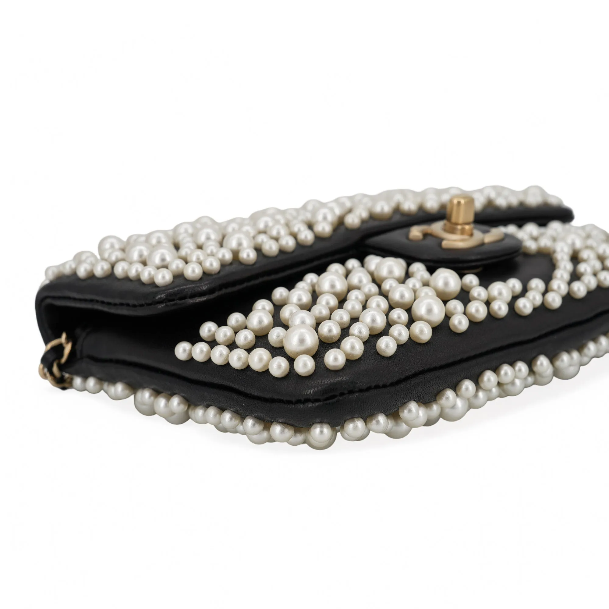15C Paris-Dubai Black and White Pearl Mini Flap Bag
