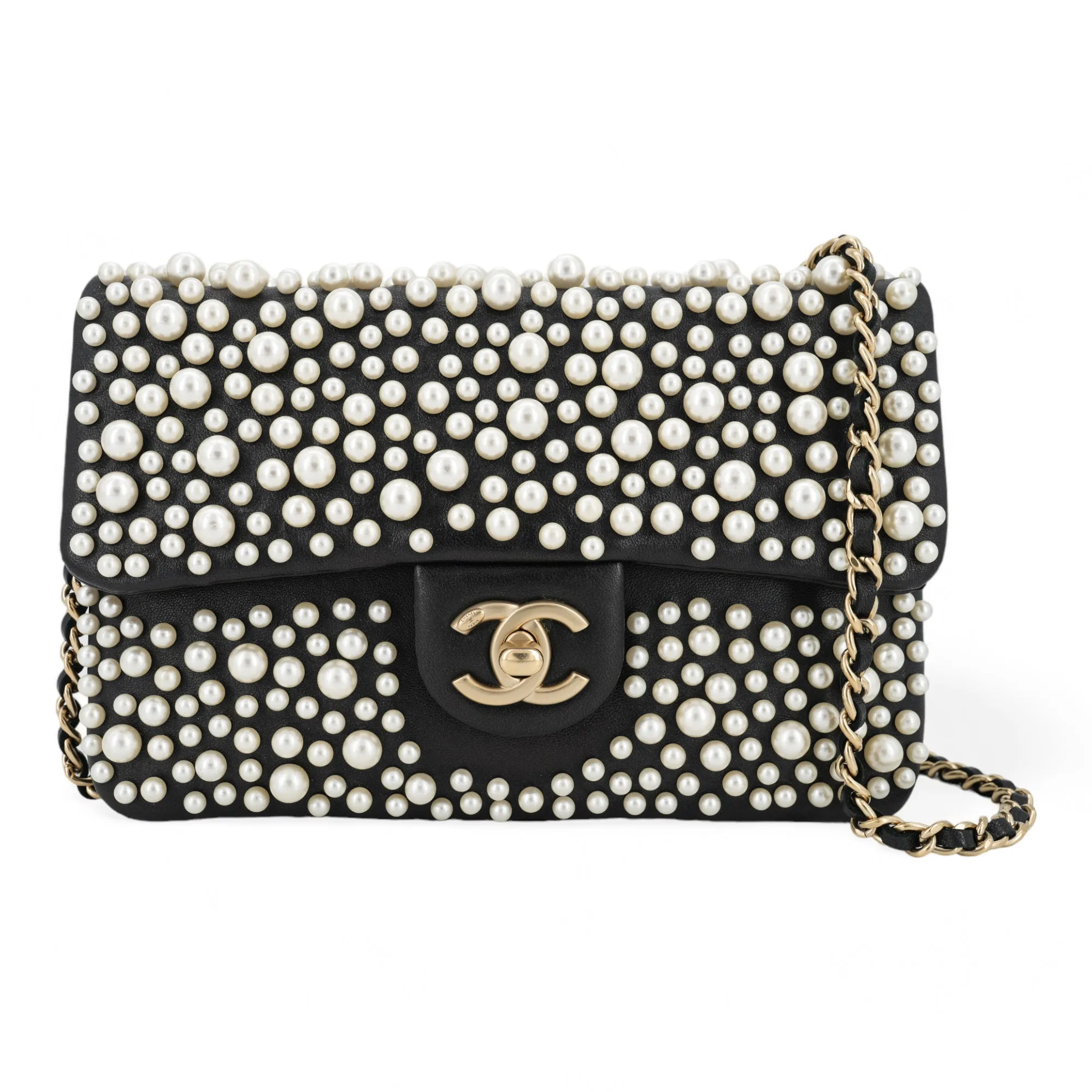 15C Paris-Dubai Black and White Pearl Mini Flap Bag