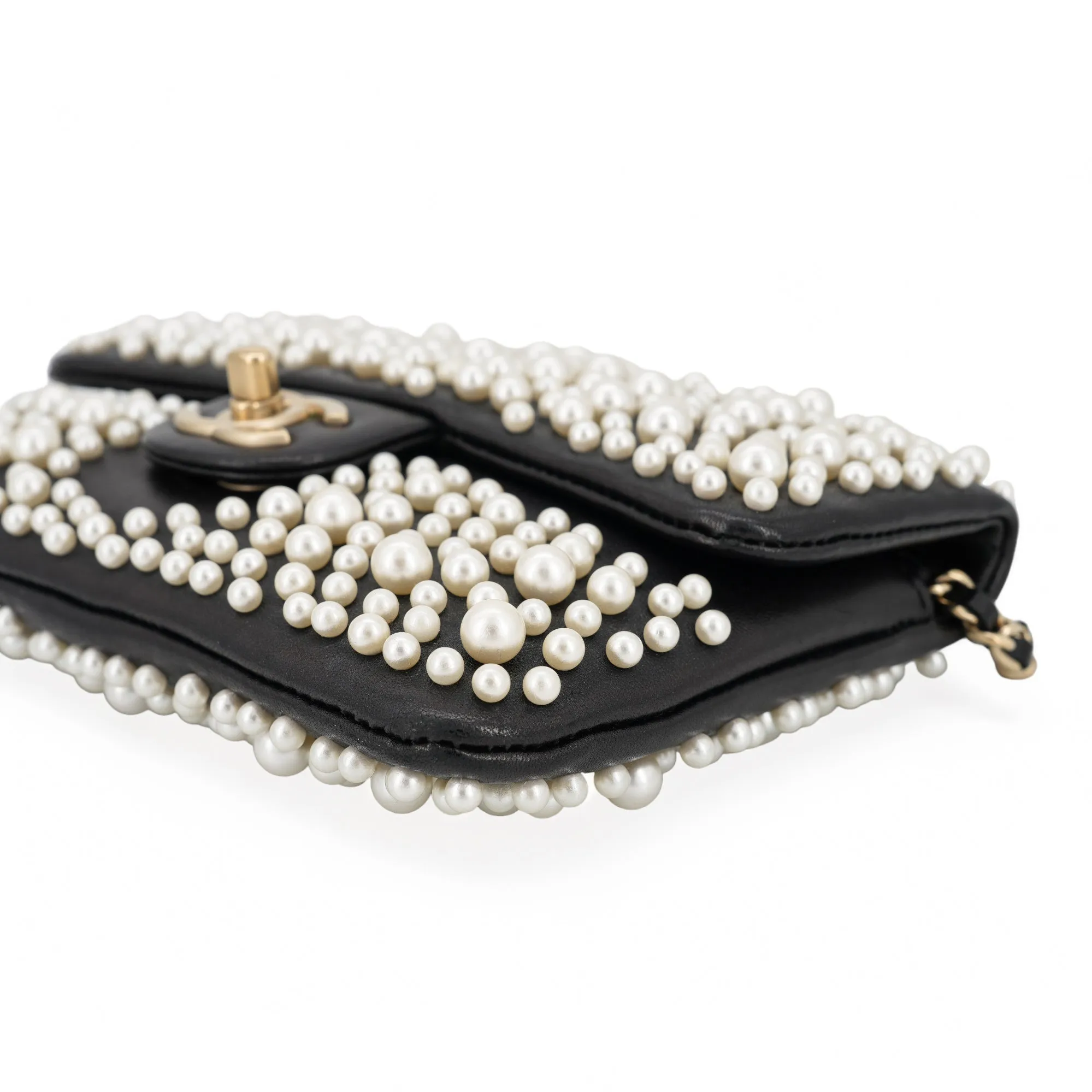 15C Paris-Dubai Black and White Pearl Mini Flap Bag
