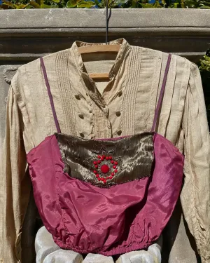 1930s Taffeta & Lamé Star Embellished Cami