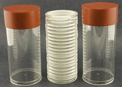 (2) Airtite Coin Holder Storage Container & (40) White Ring 26Mm Air-Tite Coin Holder Capsules For Sba Susan B Anthony Sacagawea Small Presidential Dollars