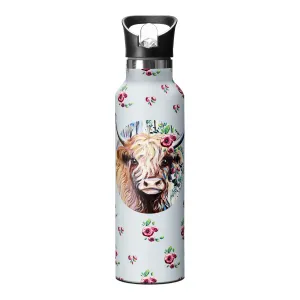 25oz Stainless Steel Water Bottle with Highland Cows Design
