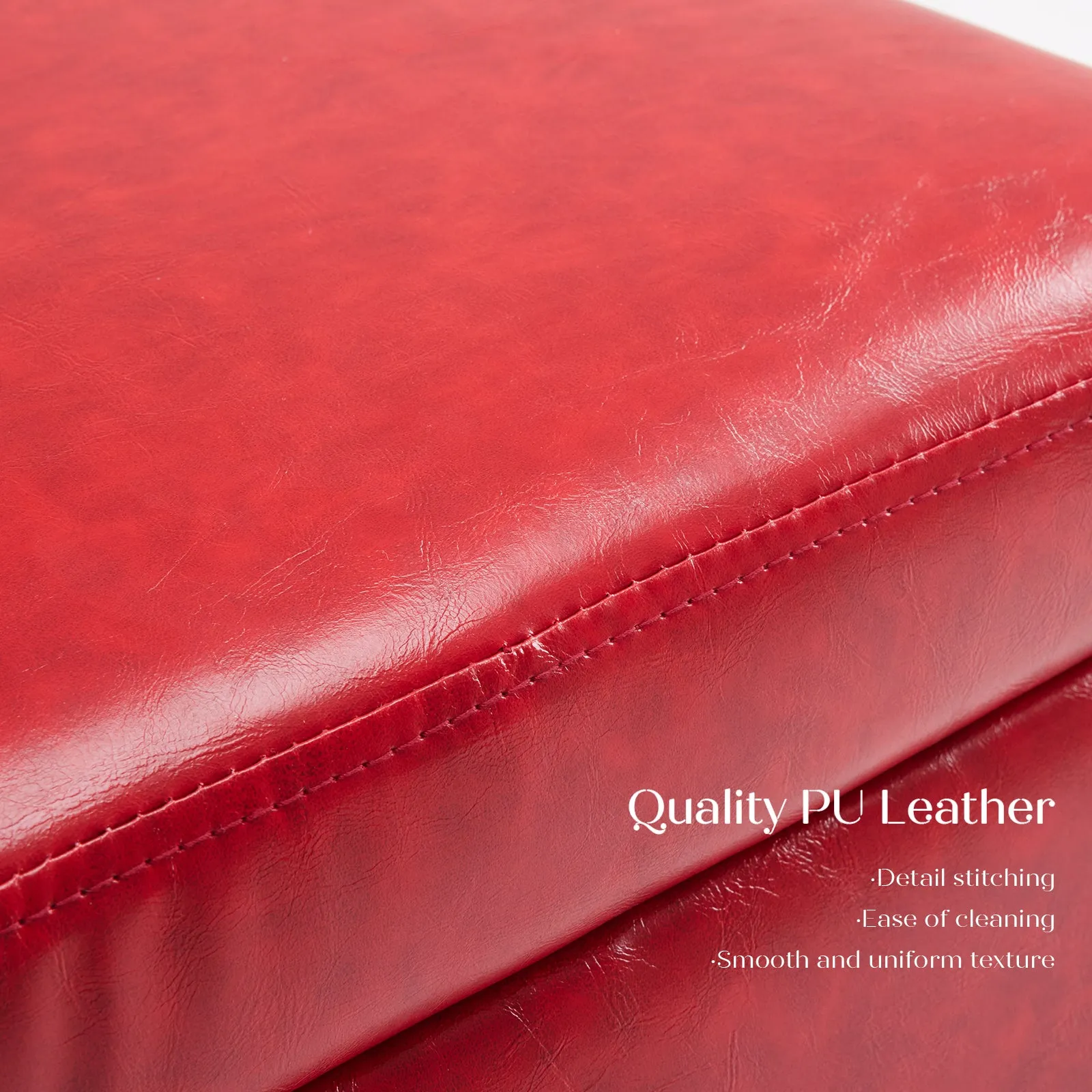 2X Storage Ottoman Foot Stool Cube Tuffet Seat 45cm PU Leather RED