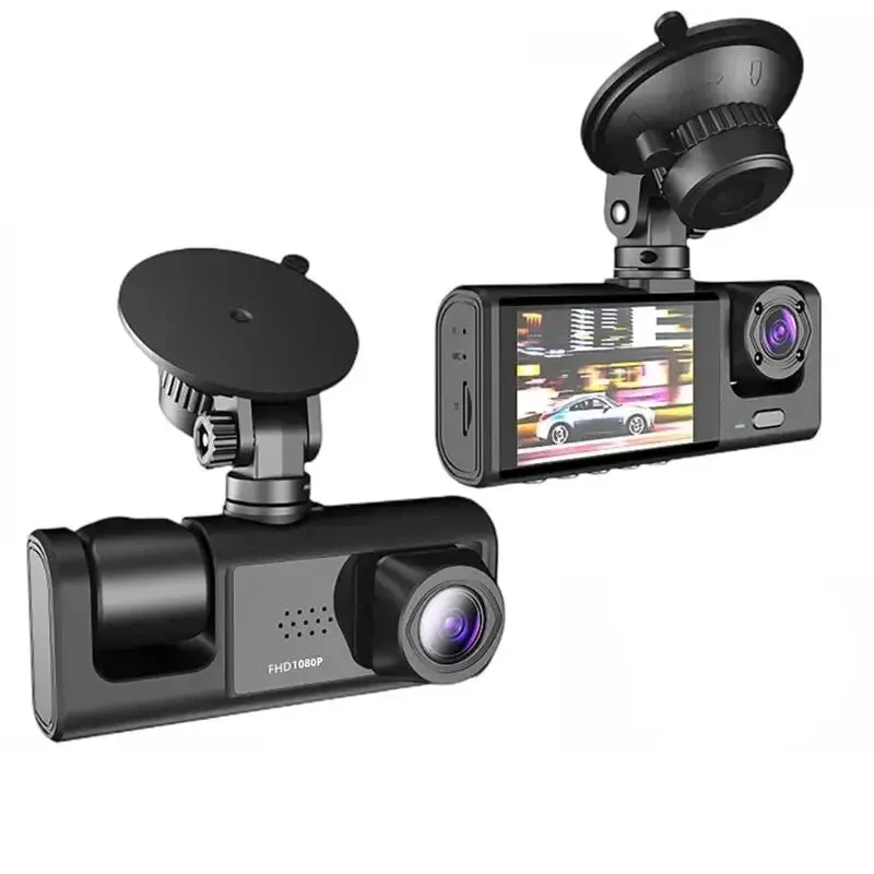 3-Channel 1080P Dash Cam with Triple-Lens & Inside Vehicle Recording