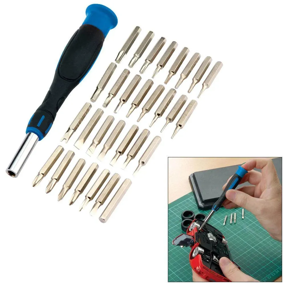 31pc Precision Screwdriver Bit Set Slot Torx Phillips Hex Star   Case Draper