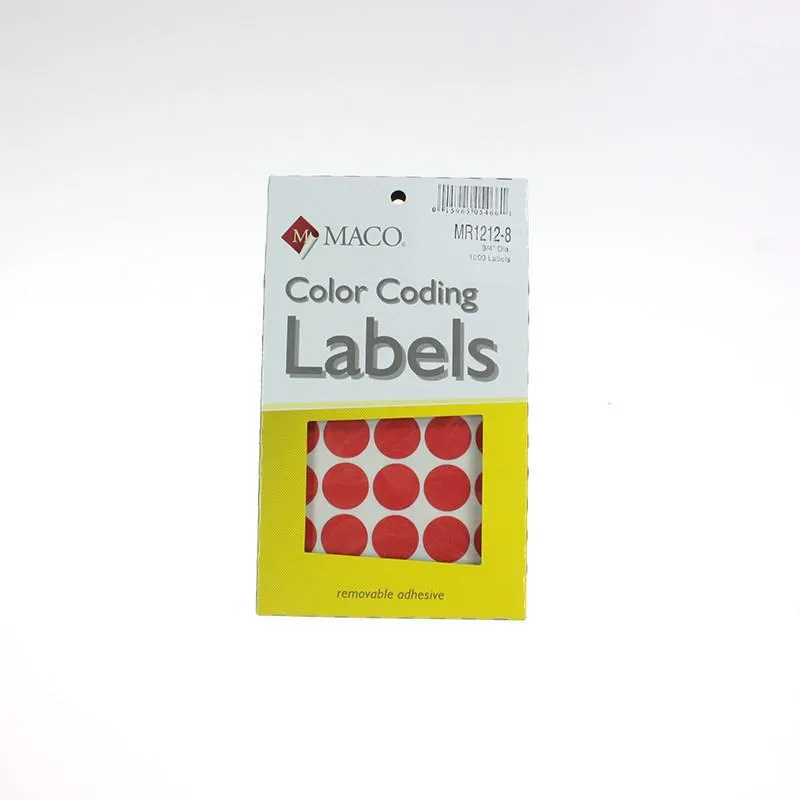 3/4" Round Box Labels - 11 Colors