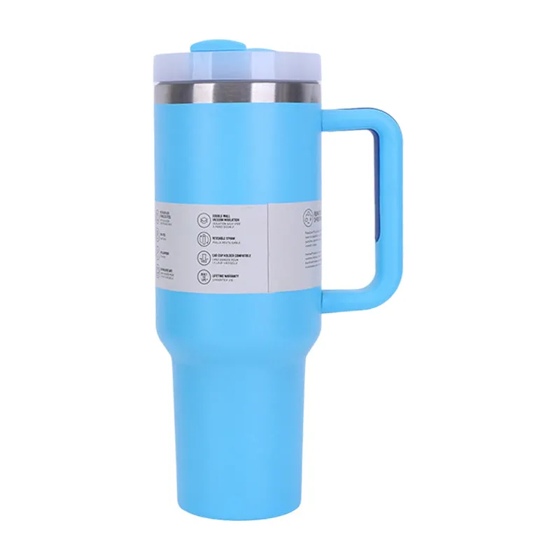 40 oz Insulated Tumbler with Straw, Handle & Lid