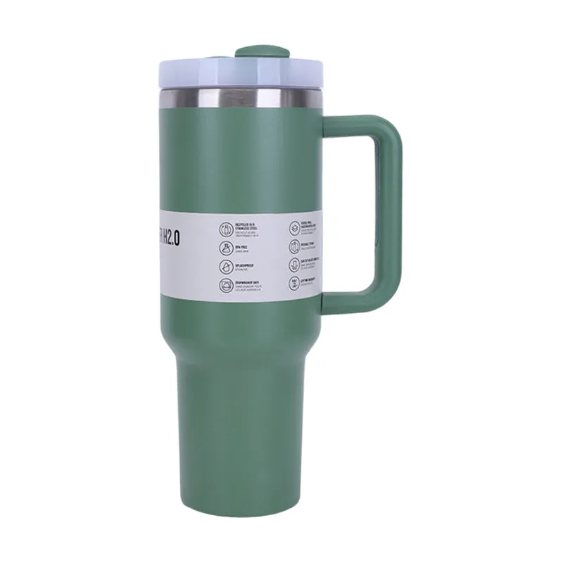 40 oz Insulated Tumbler with Straw, Handle & Lid