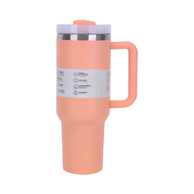 40 oz Insulated Tumbler with Straw, Handle & Lid