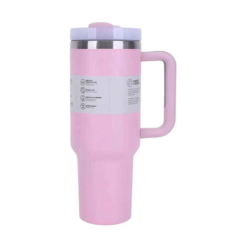 40 oz Insulated Tumbler with Straw, Handle & Lid