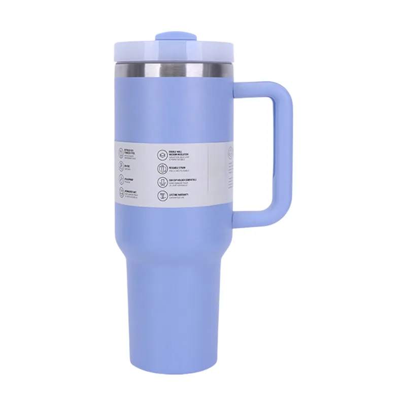 40 oz Insulated Tumbler with Straw, Handle & Lid
