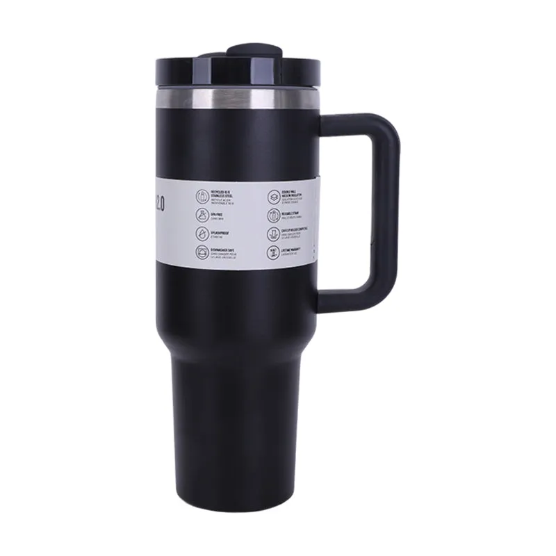 40 oz Insulated Tumbler with Straw, Handle & Lid