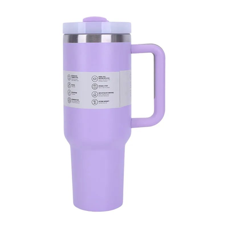 40 oz Insulated Tumbler with Straw, Handle & Lid