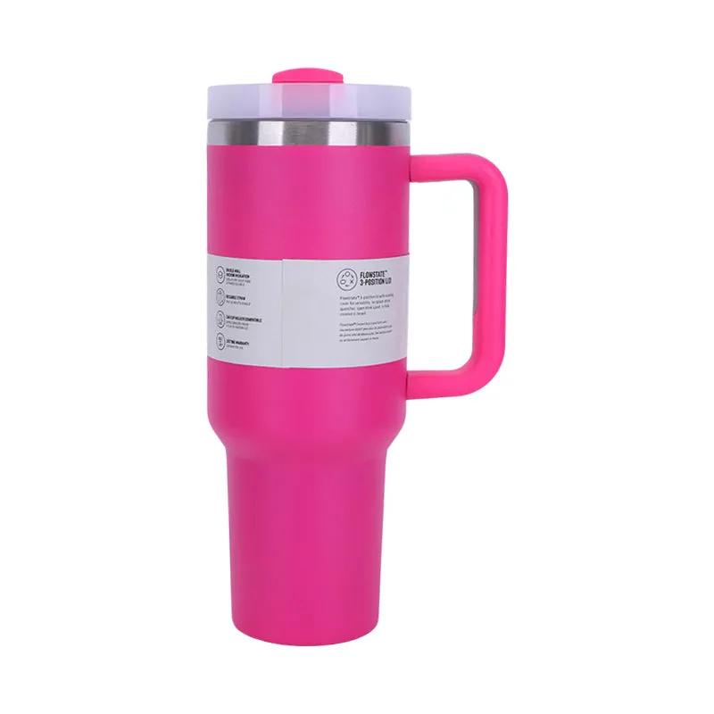 40 oz Insulated Tumbler with Straw, Handle & Lid