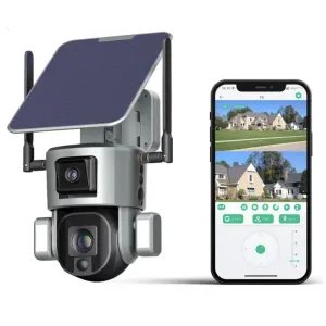 4G Solar PTZ Camera 8MP Dual Lens (4MP 4MP) Human Tracking 10x Optical Zoom