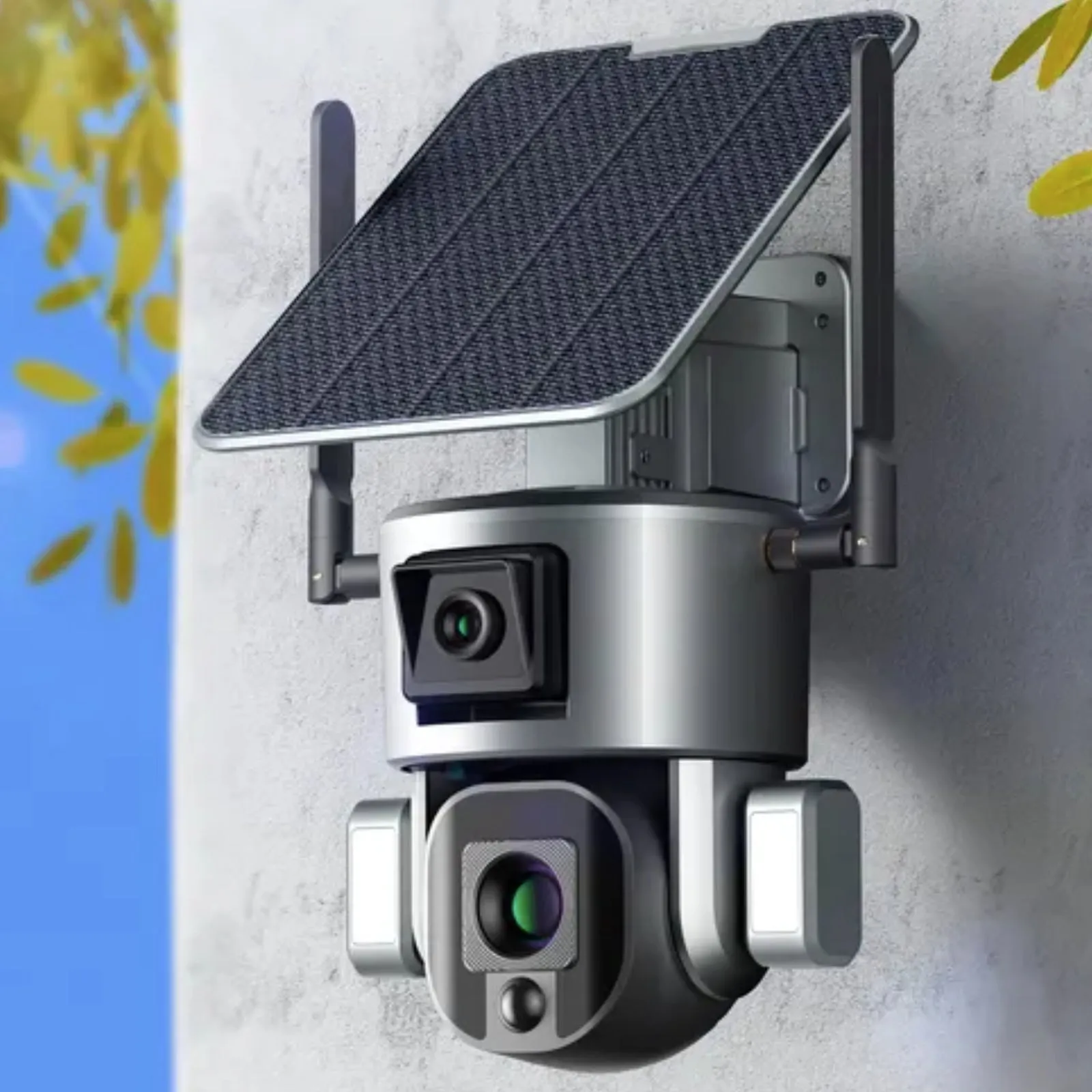 4G Solar PTZ Camera 8MP Dual Lens (4MP 4MP) Human Tracking 10x Optical Zoom
