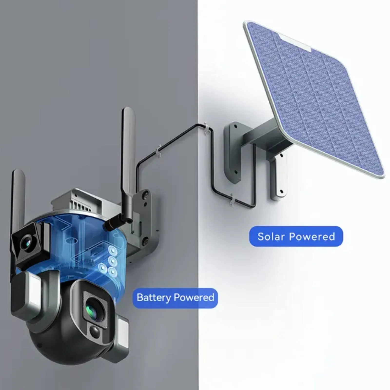 4G Solar PTZ Camera 8MP Dual Lens (4MP 4MP) Human Tracking 10x Optical Zoom