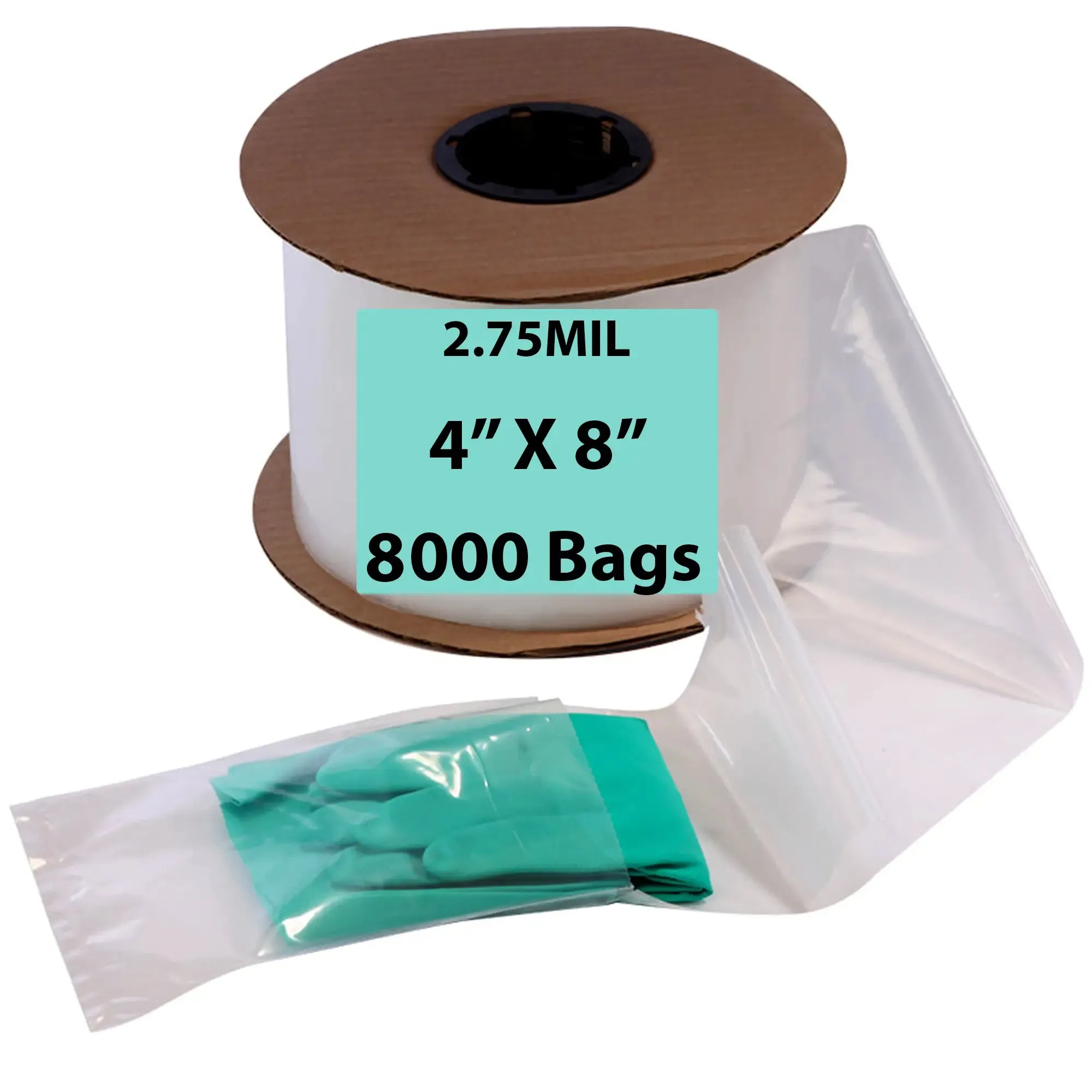 4X8 Inches Kwik-Fill® Pre-Opened Poly Bags on Roll 2.75 Mil AutoBags 1000/RL