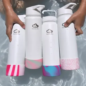 530 ml (18 oz) & 650 ml (22 oz) - Cloud 9 Insulated Water Bottle, 2 lids and silicone boot
