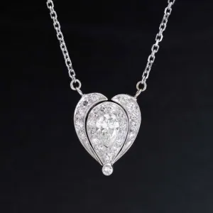 .85ctw Vintage Pear Cut Diamond Cluster Convertible Pendant