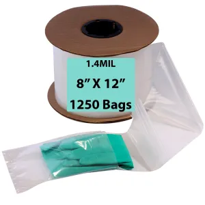 8X12 Inches Kwik-Fill® Pre-Opened Poly Bags on Roll 1.4 Mil AutoBags 1250/RL
