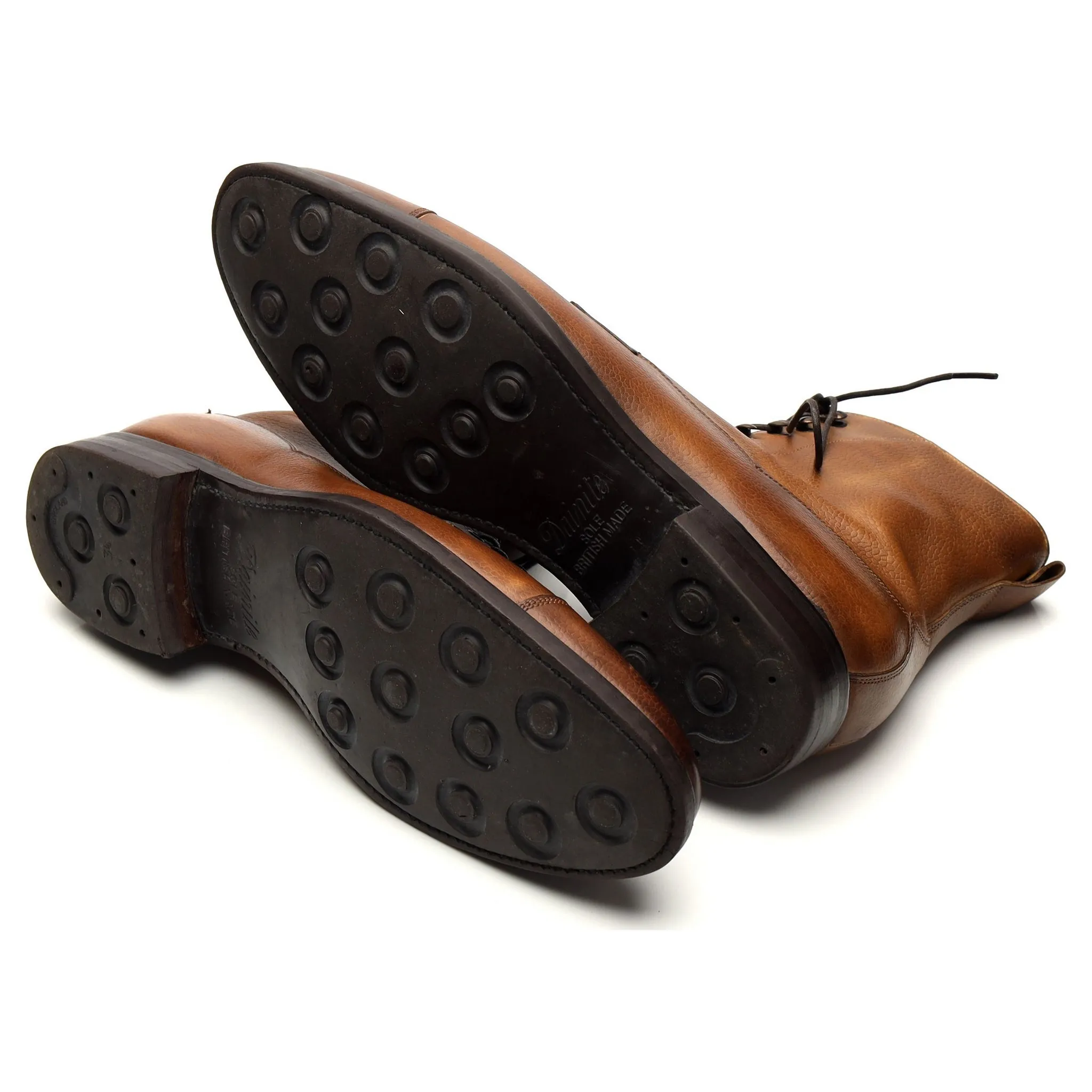 '9156' Brown Grain Leather Field Boots UK 9.5 E