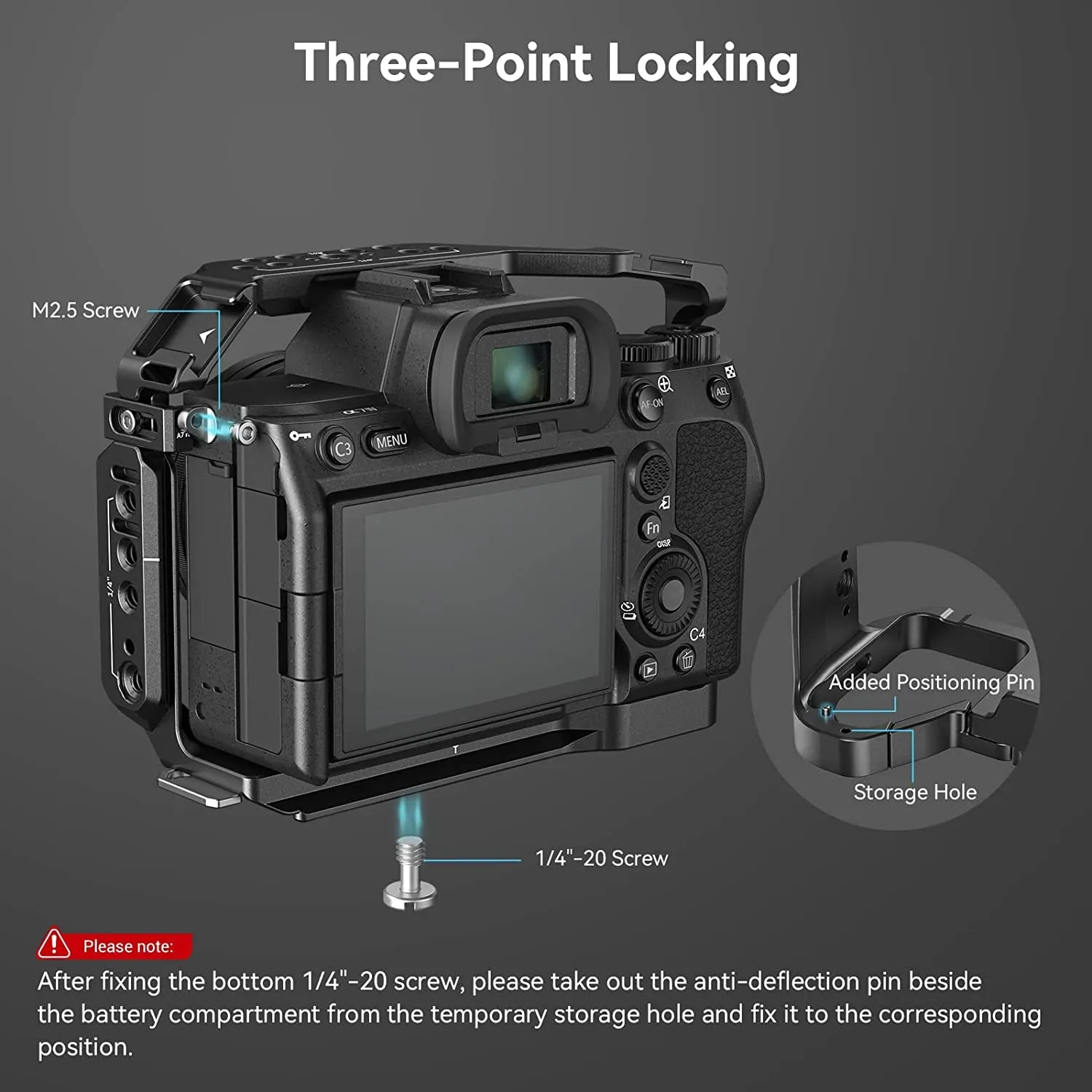 A7R V / A7 IV / A7S III Cage with Top Handle, Side Handgrip and Clamp for HDMI Cable, Advanced Kit for Sony Alpha 7R V/Alpha 7 Iv/Alpha 7 S III -3669C