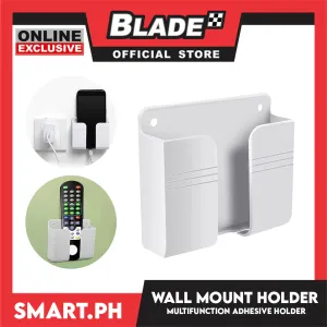 Adhesive Wall Mount Phone Holder Remote Control Storage Box Non Slip Media Organizer Storage Box for Bedroom Kitchen Bathroom (White)