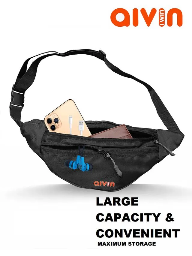 Aivin Hipster Black Unisex Waist Bag Fanny Pack