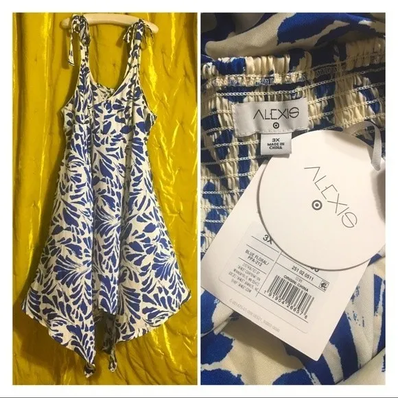 Alexis Botanical Tie Strap Asymmetrical Dress Plus