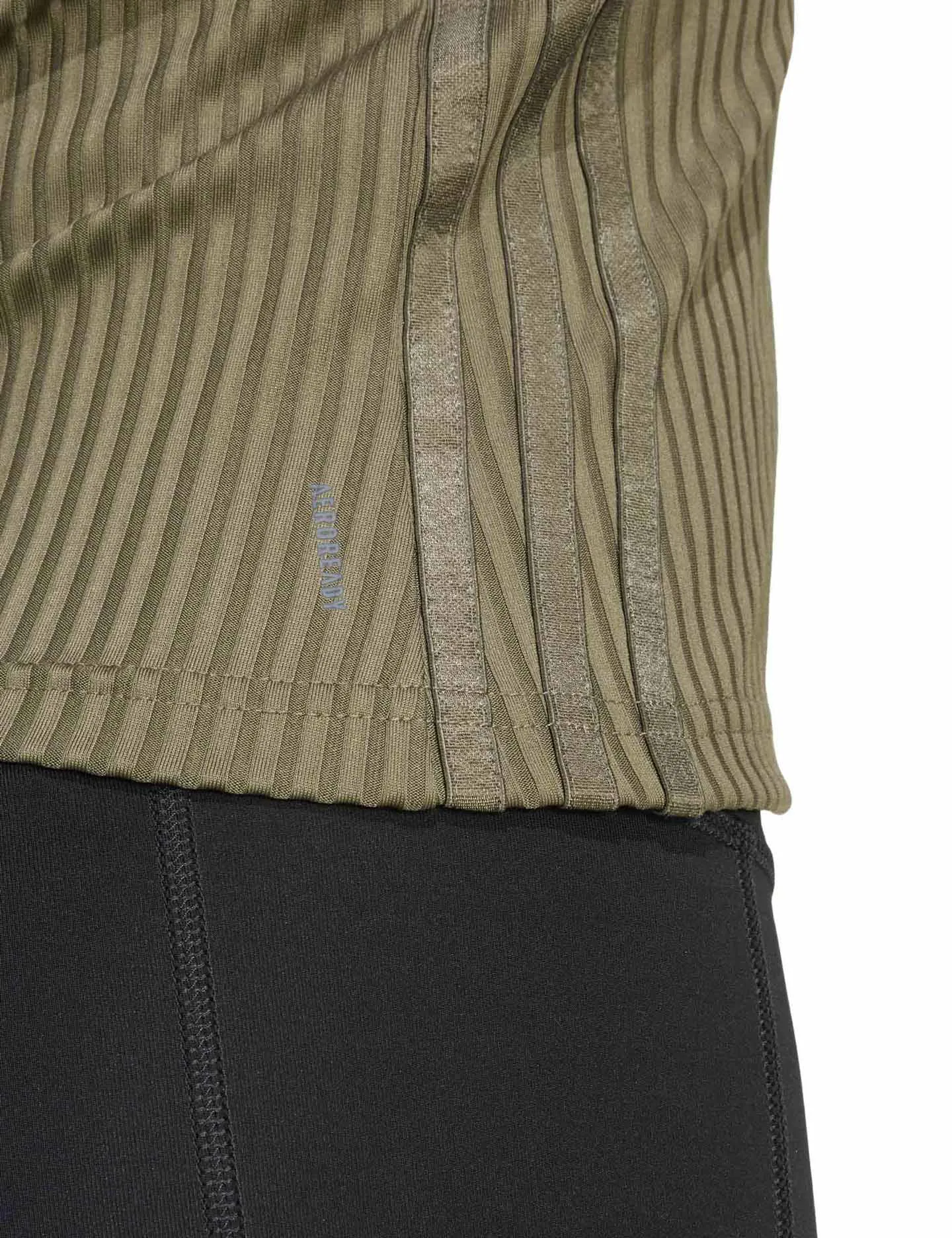 All Gym Seasonal Rib Tight Fit Tonal 3-Stripes Tank Top - Olive Strata