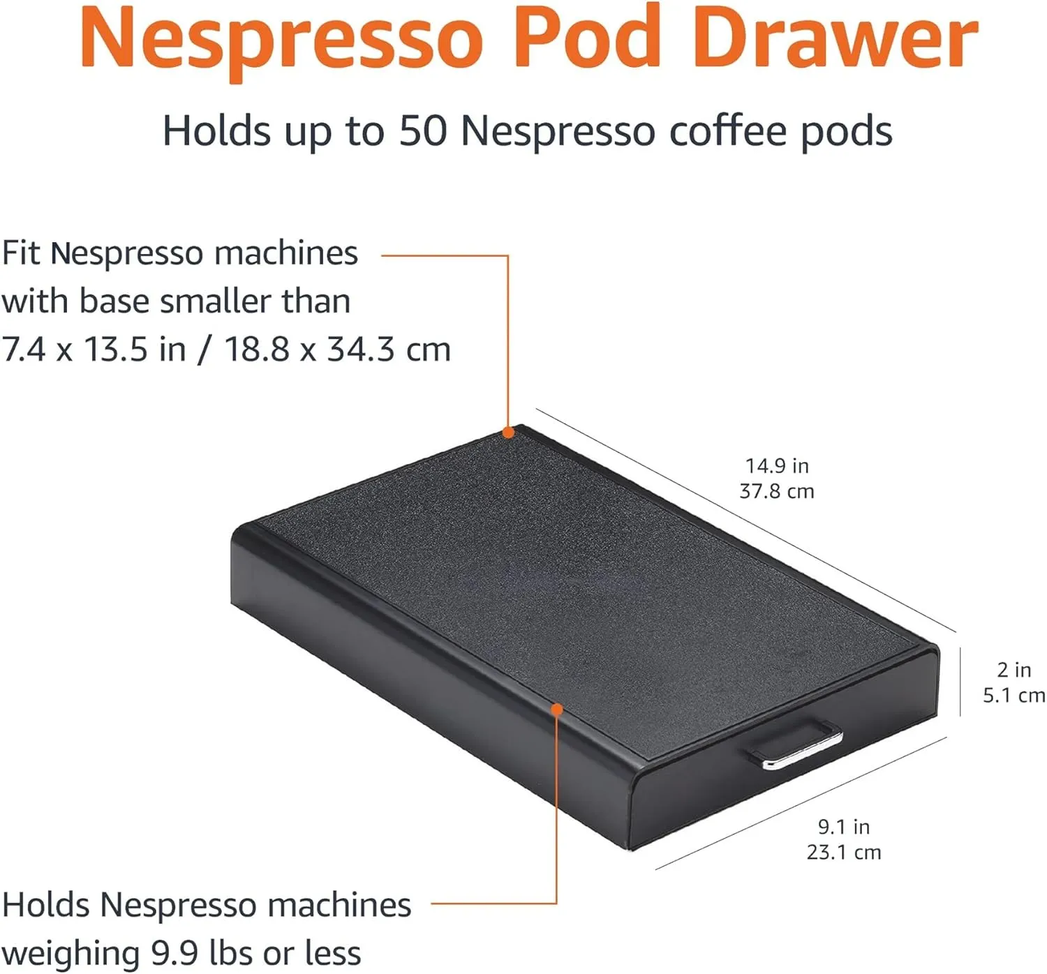 Amazon Basics Nespresso OriginalLine Coffee Pod Storage with 1 Drawer Holder, 50 Capsule Capacity, Black- new but scruffy box