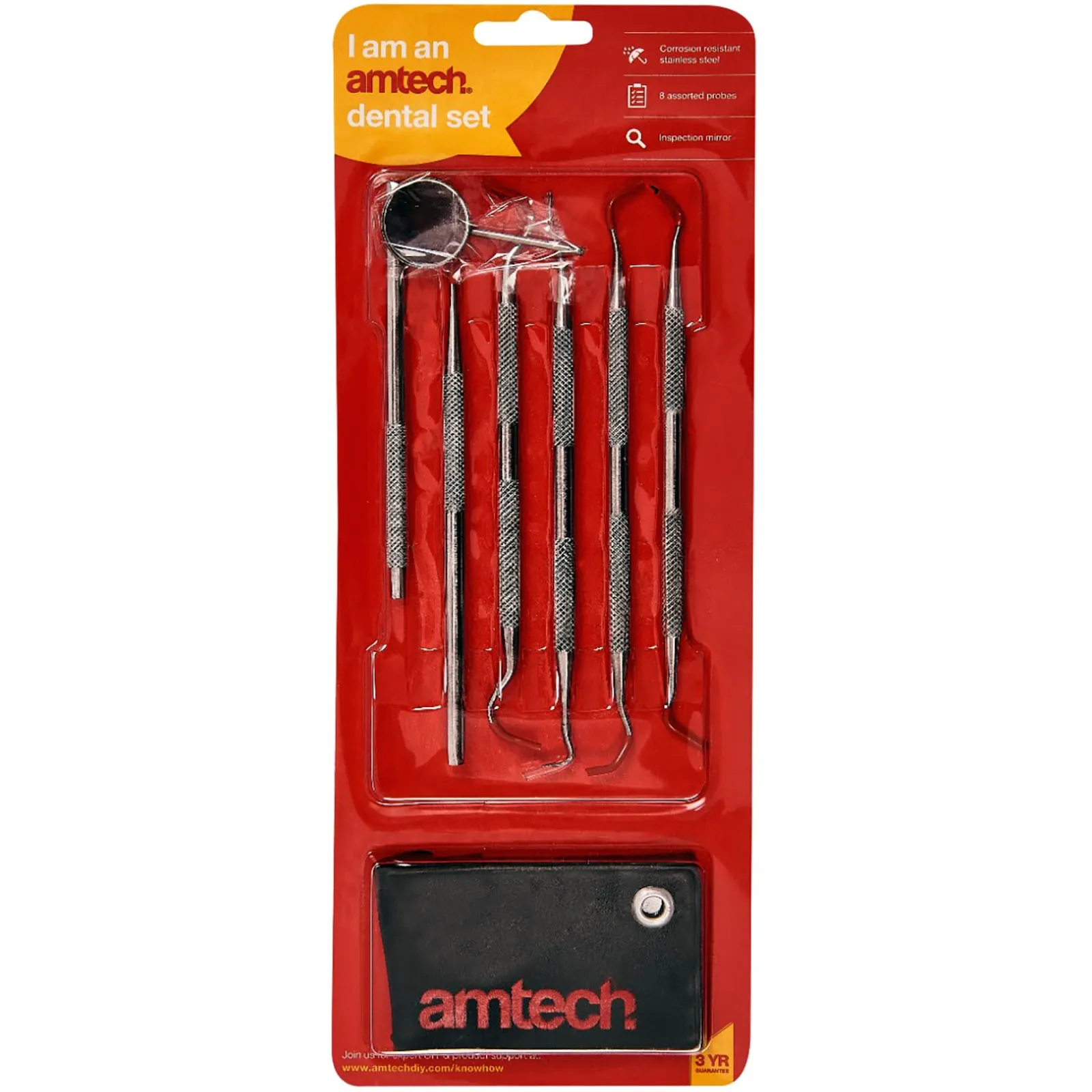 Amtech 6 Piece Stainless Steel Dental Probe Set