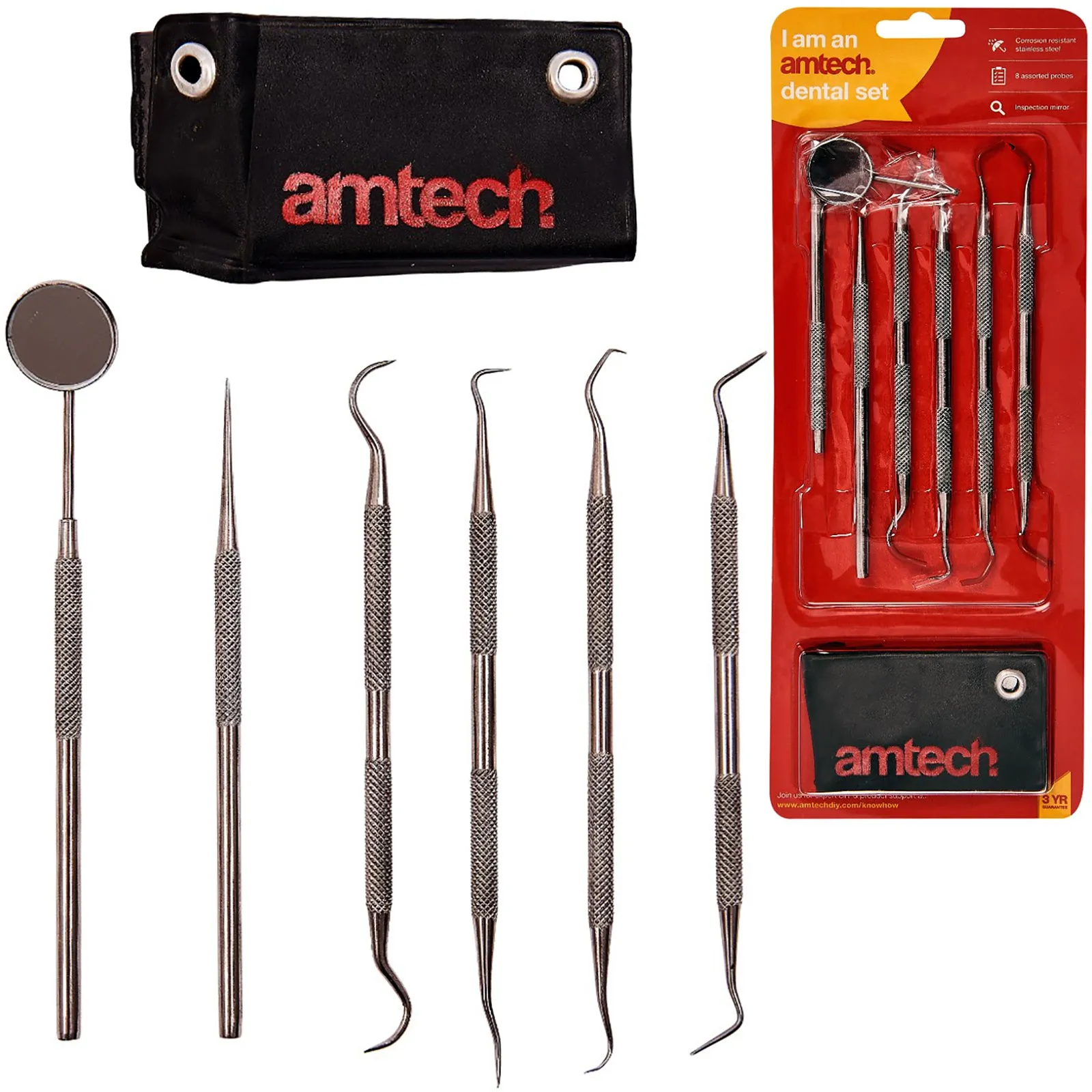 Amtech 6 Piece Stainless Steel Dental Probe Set