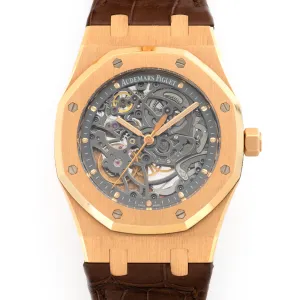 Audemars Piguet Rose Gold Openworked Royal Oak Skeletonized Watch, Ref. 15305