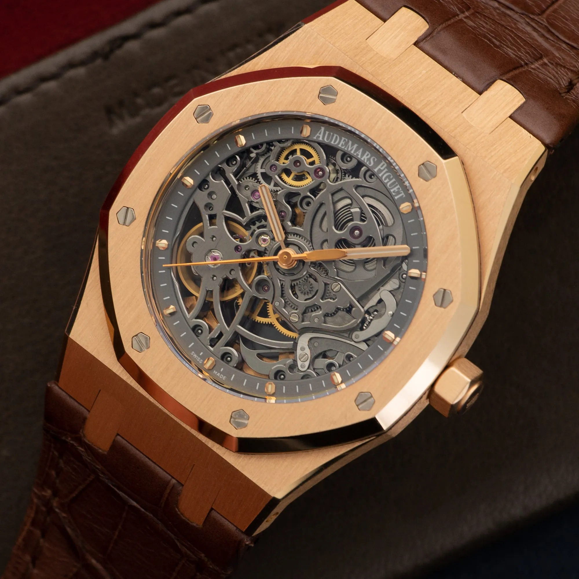 Audemars Piguet Rose Gold Openworked Royal Oak Skeletonized Watch, Ref. 15305