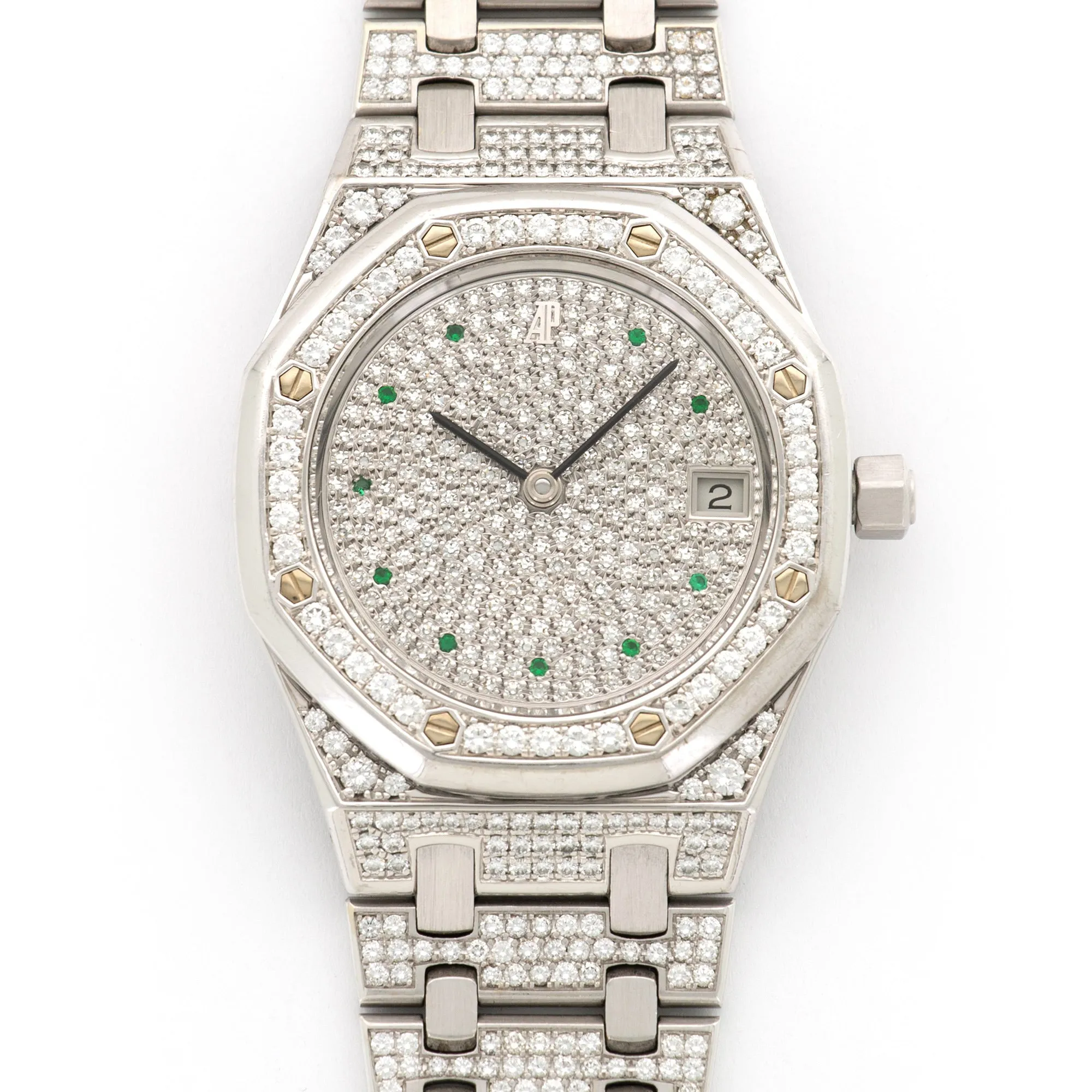 Audemars Piguet White Gold Royal Oak Diamond & Emerald Watch