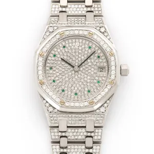 Audemars Piguet White Gold Royal Oak Diamond & Emerald Watch